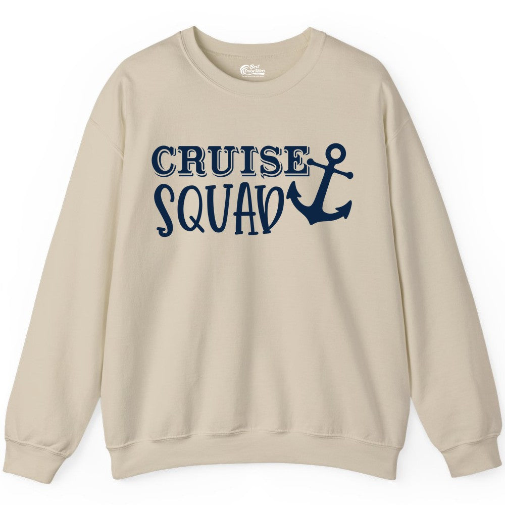 Cruise Squad Shirt - Nautical Cruise Group Matching Anchor Shirts (Sweatshirt) in Sand - Cruise Squad Nautical Anchor Group Cruise Matching Shirt