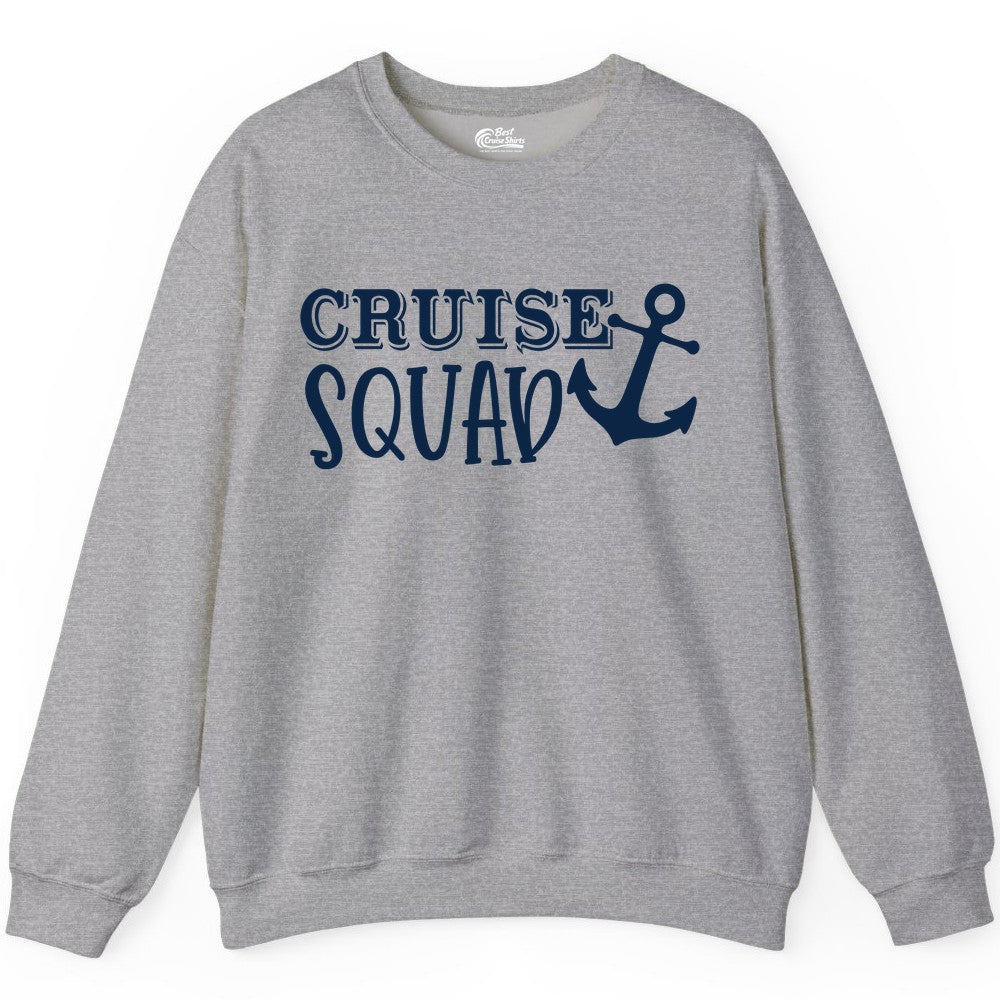 Cruise Squad Shirt - Nautical Cruise Group Matching Anchor Shirts (Sweatshirt) in Sport Grey - Cruise Squad Nautical Anchor Group Cruise Matching Shirt