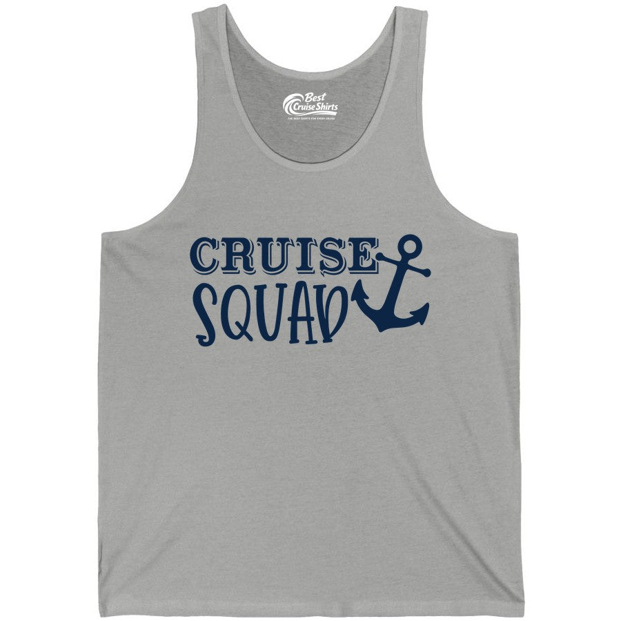 Cruise Squad Shirt - Nautical Cruise Group Matching Anchor Shirts (Tank Top) in Athletic Heather - Cruise Squad Nautical Anchor Group Cruise Matching Shirt