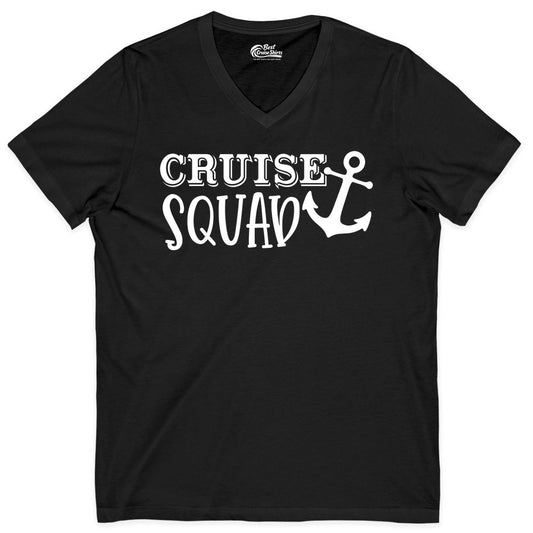 Cruise Squad Shirt - Nautical Cruise Group Matching Anchor Shirts (V-Neck) in Black - Cruise Squad Nautical Anchor Group Cruise Matching Shirt