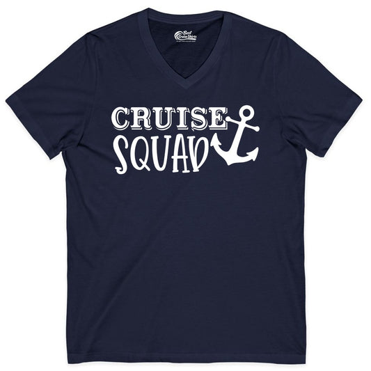 Cruise Squad Shirt - Nautical Cruise Group Matching Anchor Shirts (V-Neck) in Navy - Cruise Squad Nautical Anchor Group Cruise Matching Shirt