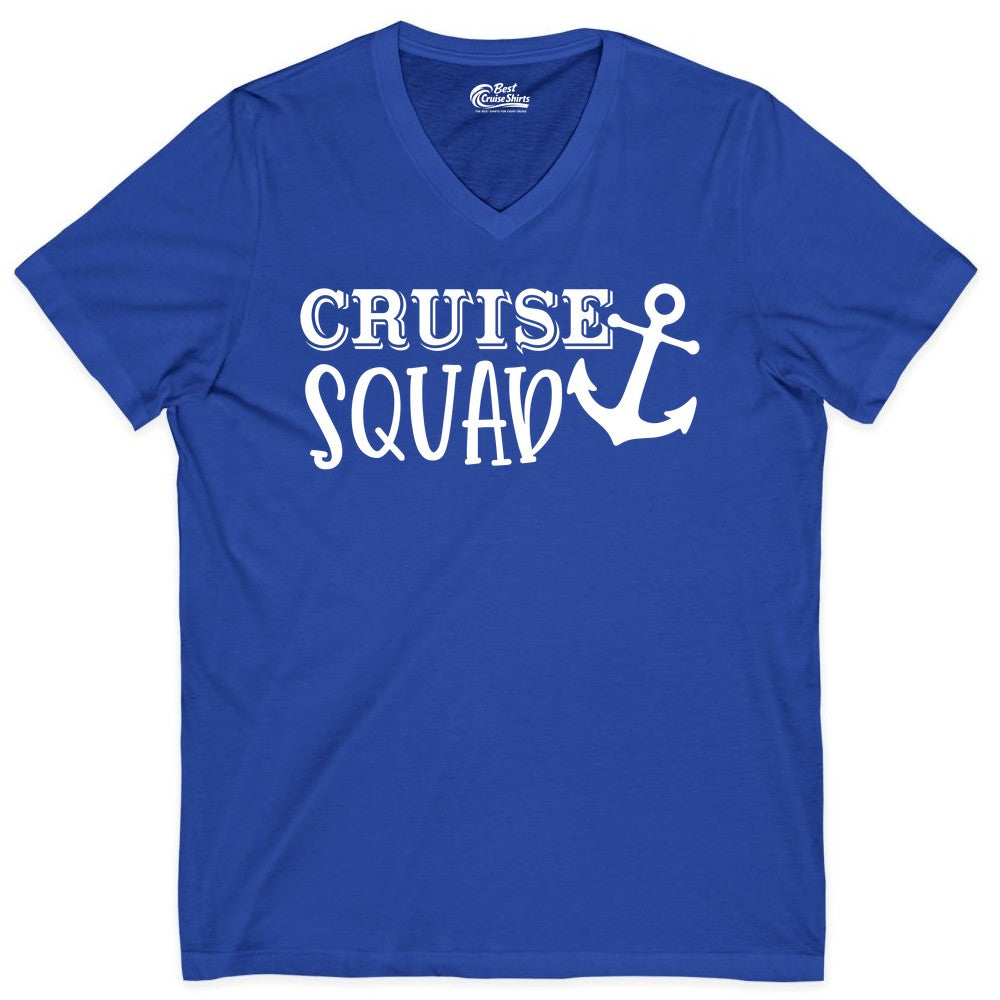 Cruise Squad Shirt - Nautical Cruise Group Matching Anchor Shirts (V-Neck) in True Royal - Cruise Squad Nautical Anchor Group Cruise Matching Shirt