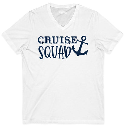 Cruise Squad Shirt - Nautical Cruise Group Matching Anchor Shirts (V-Neck) in White - Cruise Squad Nautical Anchor Group Cruise Matching Shirt