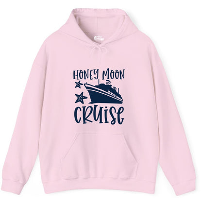 Honeymoon Cruise Shirt - Just Married Vacation Apparel for Couples (Hoodie) in Light Pink - Honeymoon Cruise Shirt - Nautical Ship and Starfish Newlywed Design