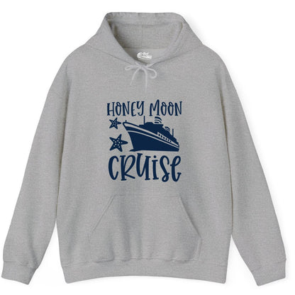 Honeymoon Cruise Shirt - Just Married Vacation Apparel for Couples (Hoodie) in Sport Grey - Honeymoon Cruise Shirt - Nautical Ship and Starfish Newlywed Design