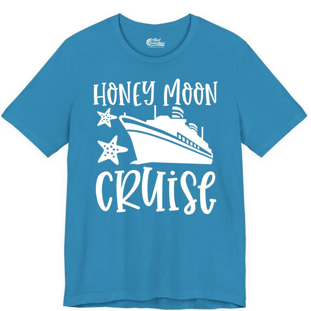 Honeymoon Cruise Shirt - Just Married Vacation Apparel for Couples (Premium Tee) in Aqua - Honeymoon Cruise Shirt - Nautical Ship and Starfish Newlywed Design