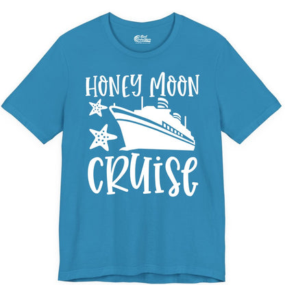 Honeymoon Cruise Shirt - Just Married Vacation Apparel for Couples (Premium Tee) in Aqua - Honeymoon Cruise Shirt - Nautical Ship and Starfish Newlywed Design