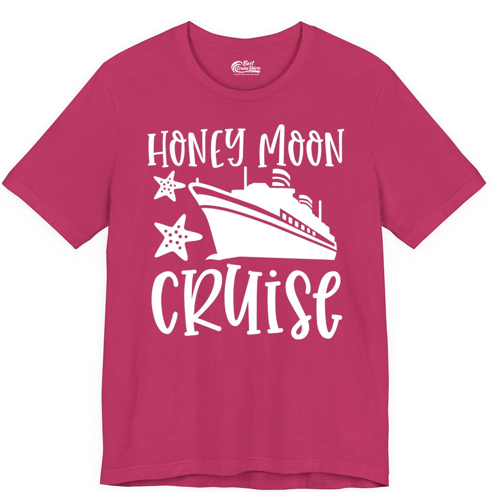 Honeymoon Cruise Shirt - Just Married Vacation Apparel for Couples (Premium Tee) in Berry - Honeymoon Cruise Shirt - Nautical Ship and Starfish Newlywed Design