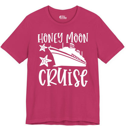 Honeymoon Cruise Shirt - Just Married Vacation Apparel for Couples (Premium Tee) in Berry - Honeymoon Cruise Shirt - Nautical Ship and Starfish Newlywed Design