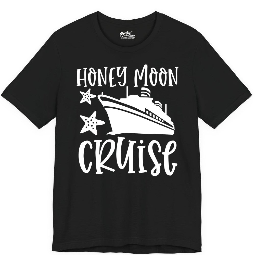 Honeymoon Cruise Shirt - Just Married Vacation Apparel for Couples (Premium Tee) in Black - Honeymoon Cruise Shirt - Nautical Ship and Starfish Newlywed Design