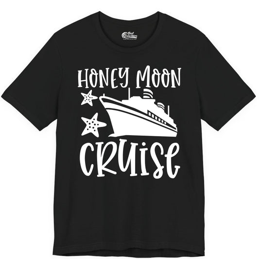 Honeymoon Cruise Shirt - Just Married Vacation Apparel for Couples (Premium Tee) in Black - Honeymoon Cruise Shirt - Nautical Ship and Starfish Newlywed Design