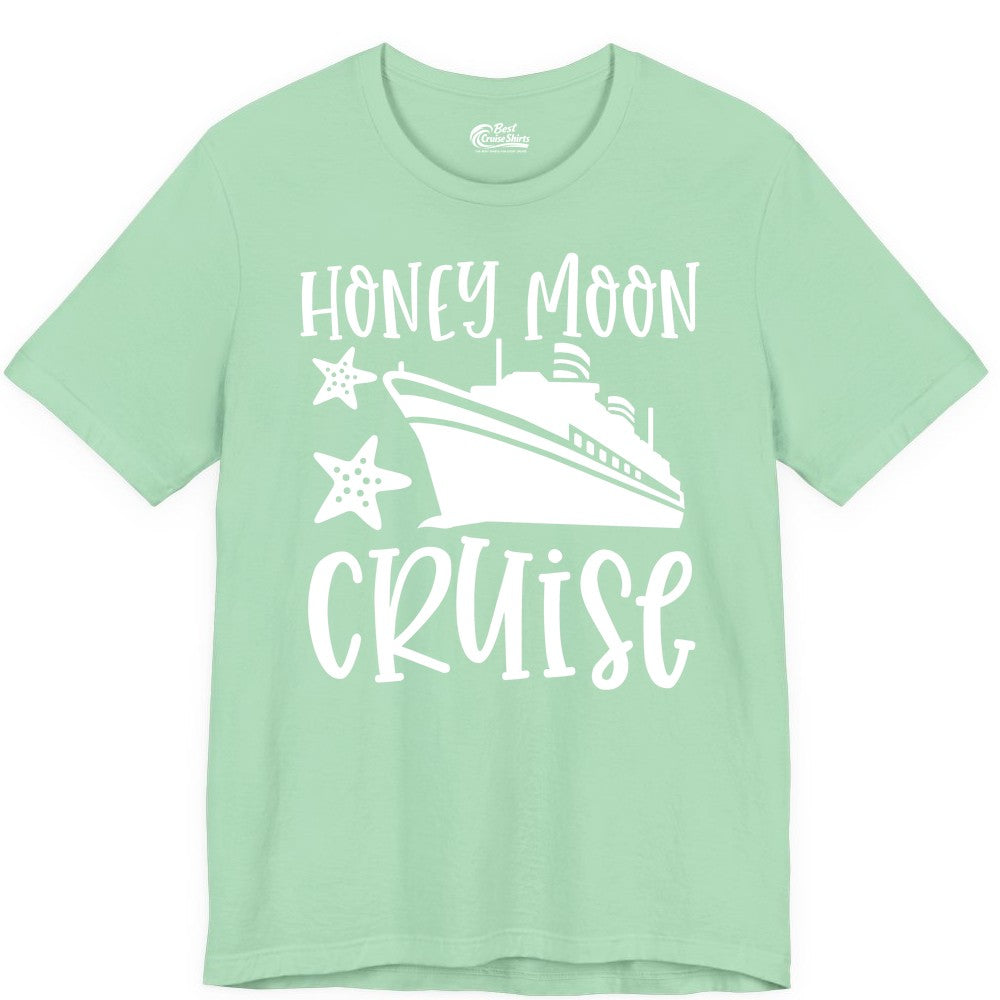 Honeymoon Cruise Shirt - Just Married Vacation Apparel for Couples (Premium Tee) in Mint - Honeymoon Cruise Shirt - Nautical Ship and Starfish Newlywed Design