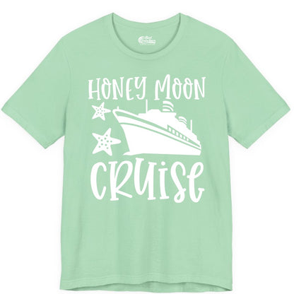 Honeymoon Cruise Shirt - Just Married Vacation Apparel for Couples (Premium Tee) in Mint - Honeymoon Cruise Shirt - Nautical Ship and Starfish Newlywed Design
