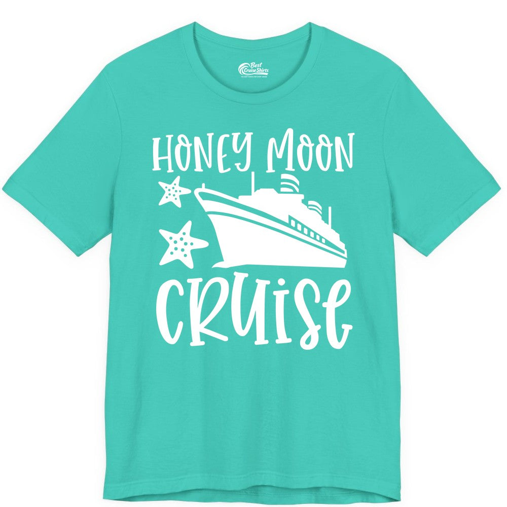 Honeymoon Cruise Shirt - Just Married Vacation Apparel for Couples (Premium Tee) in Teal - Honeymoon Cruise Shirt - Nautical Ship and Starfish Newlywed Design