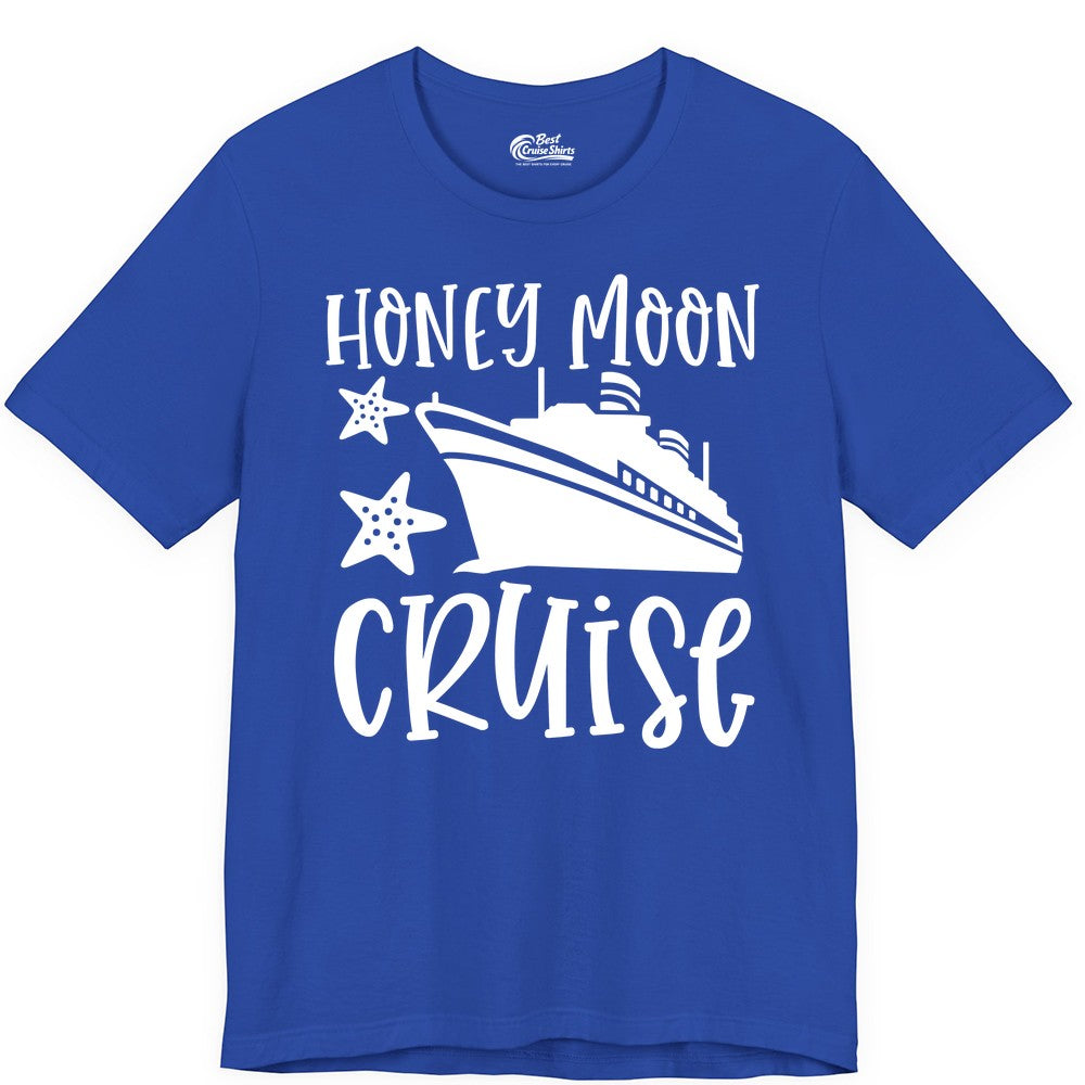 Honeymoon Cruise Shirt - Just Married Vacation Apparel for Couples (Premium Tee) in True Royal - Honeymoon Cruise Shirt - Nautical Ship and Starfish Newlywed Design