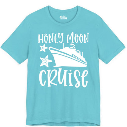 Honeymoon Cruise Shirt - Just Married Vacation Apparel for Couples (Premium Tee) in Turquoise - Honeymoon Cruise Shirt - Nautical Ship and Starfish Newlywed Design