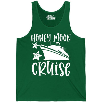 Honeymoon Cruise Shirt - Just Married Vacation Apparel for Couples (Tank Top) in Kelly - Honeymoon Cruise Shirt - Nautical Ship and Starfish Newlywed Design