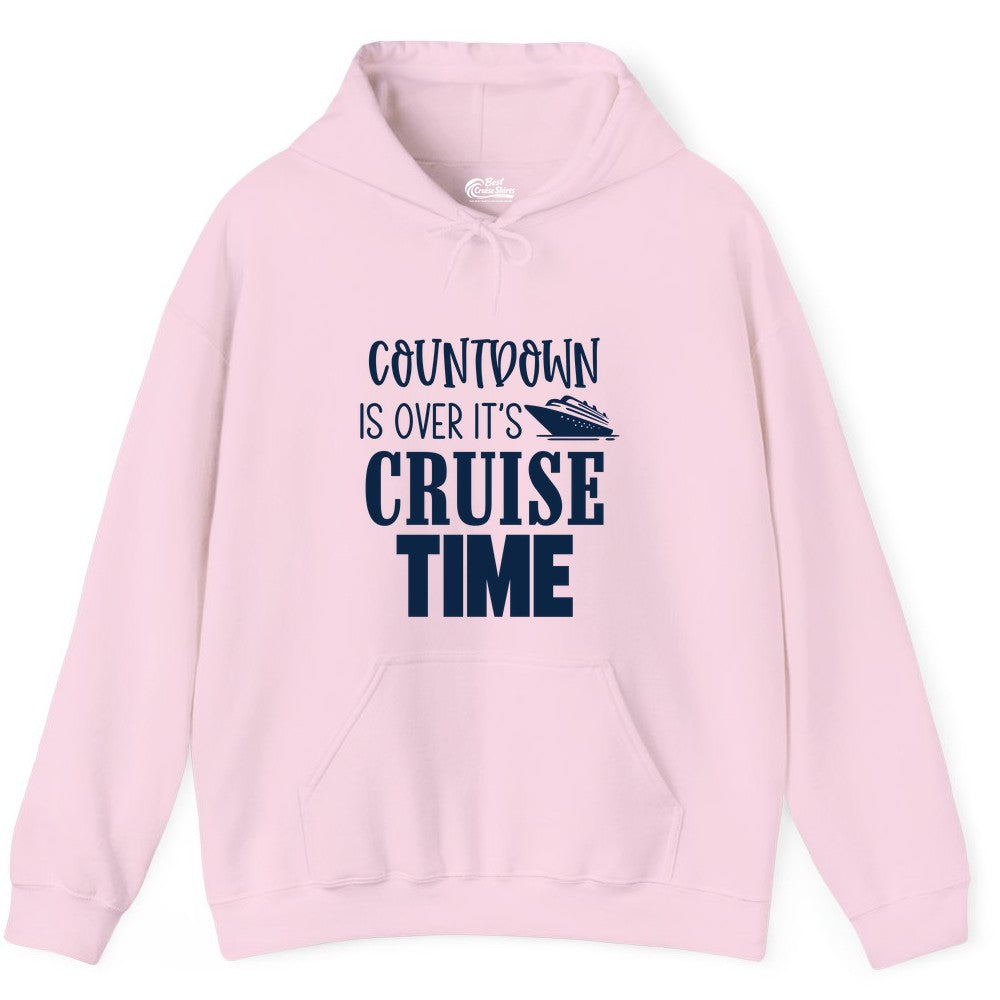 Cruise Time Shirt - Funny Cruise Countdown Vacation Apparel Tee (Hoodie) in Light Pink - Countdown Is Over It’s Cruise Time Bold Ship Graphic Shirt