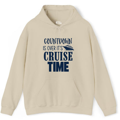 Cruise Time Shirt - Funny Cruise Countdown Vacation Apparel Tee (Hoodie) in Sand - Countdown Is Over It’s Cruise Time Bold Ship Graphic Shirt