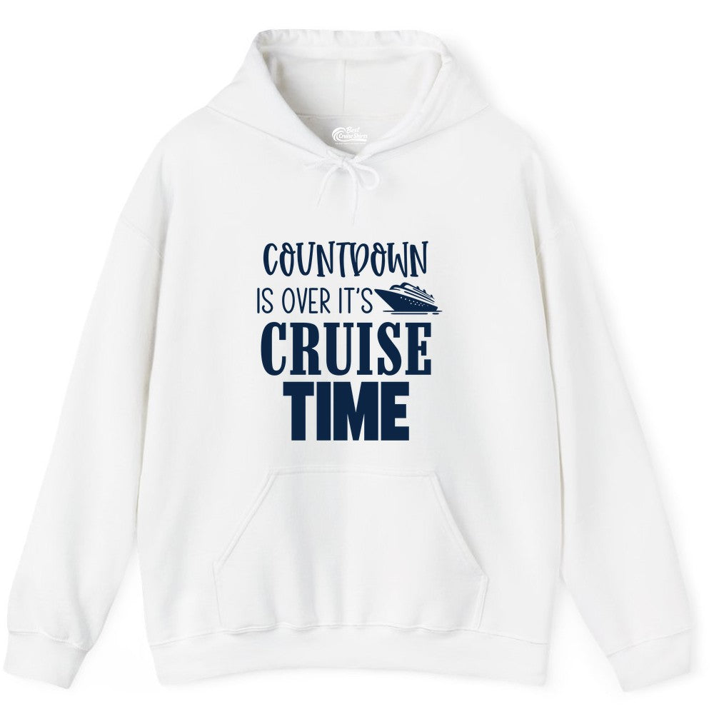 Cruise Time Shirt - Funny Cruise Countdown Vacation Apparel Tee (Hoodie) in White - Countdown Is Over It’s Cruise Time Bold Ship Graphic Shirt