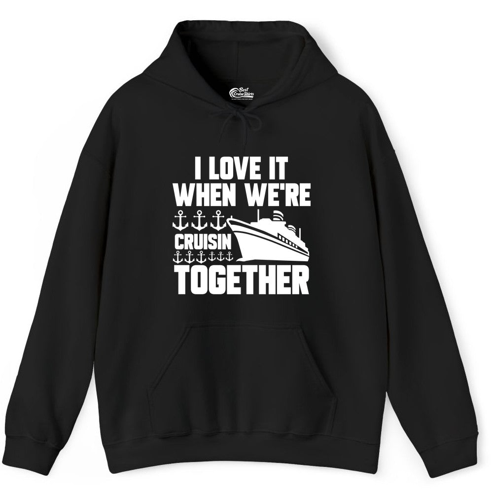 Cruising Together Shirt - Nautical Cruise Shirt for Couples & Groups (Hoodie) in Black - Cruisin Together Nautical Anchors Group Cruise Ship Shirt