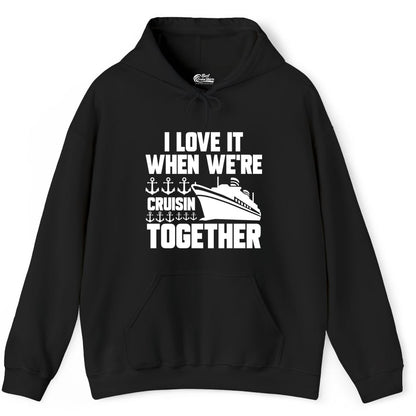 Cruising Together Shirt - Nautical Cruise Shirt for Couples & Groups (Hoodie) in Black - Cruisin Together Nautical Anchors Group Cruise Ship Shirt