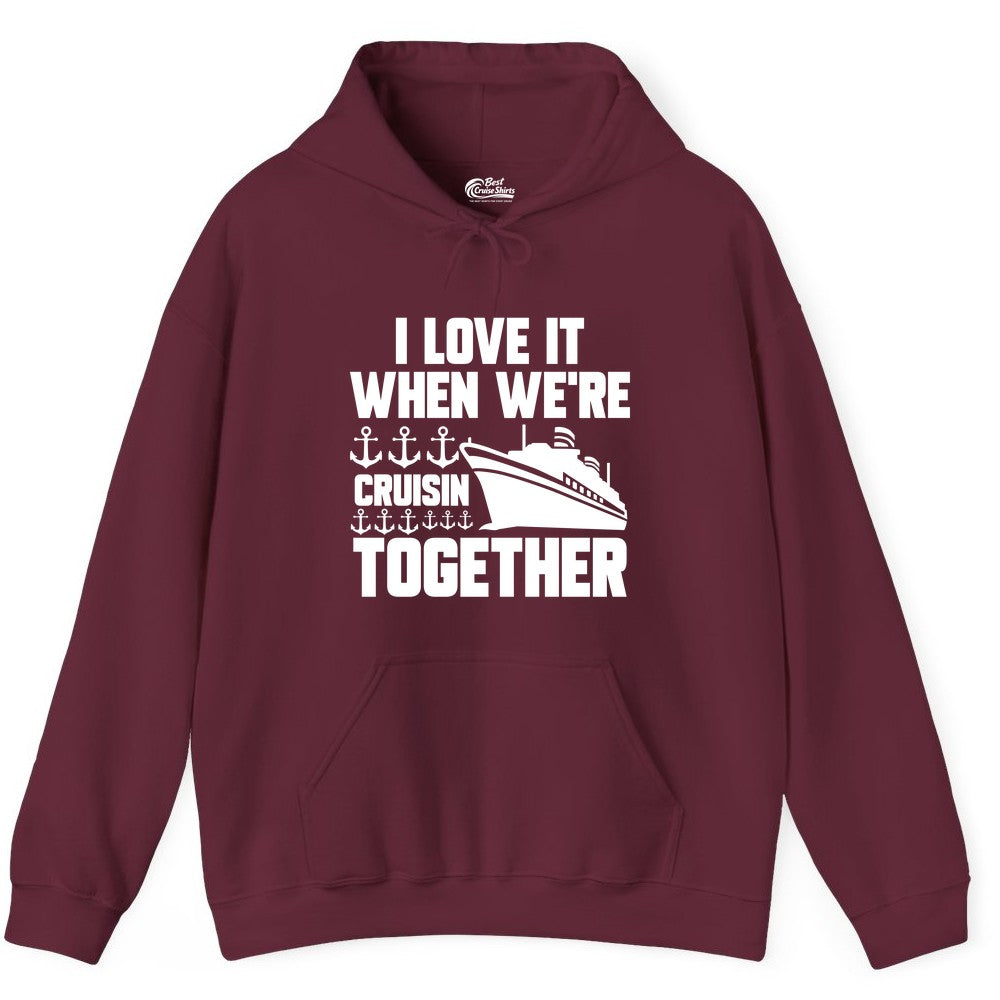 Cruising Together Shirt - Nautical Cruise Shirt for Couples & Groups (Hoodie) in Maroon - Cruisin Together Nautical Anchors Group Cruise Ship Shirt