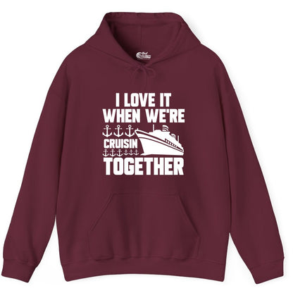Cruising Together Shirt - Nautical Cruise Shirt for Couples & Groups (Hoodie) in Maroon - Cruisin Together Nautical Anchors Group Cruise Ship Shirt