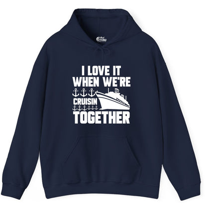 Cruising Together Shirt - Nautical Cruise Shirt for Couples & Groups (Hoodie) in Navy - Cruisin Together Nautical Anchors Group Cruise Ship Shirt