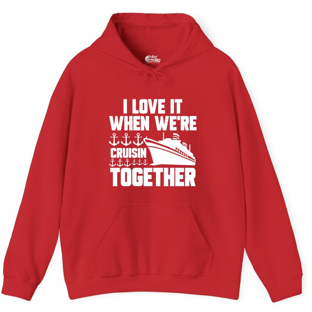 Cruising Together Shirt - Nautical Cruise Shirt for Couples & Groups (Hoodie) in Red - Cruisin Together Nautical Anchors Group Cruise Ship Shirt