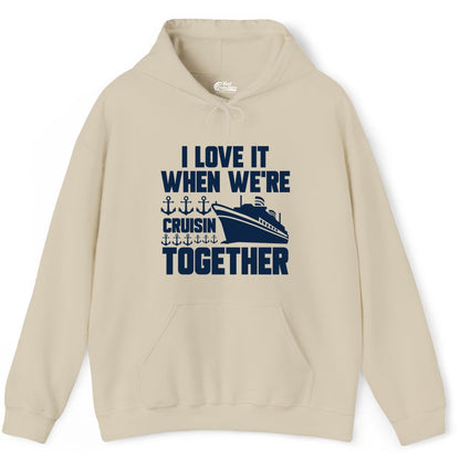 Cruising Together Shirt - Nautical Cruise Shirt for Couples & Groups (Hoodie) in Sand - Cruisin Together Nautical Anchors Group Cruise Ship Shirt