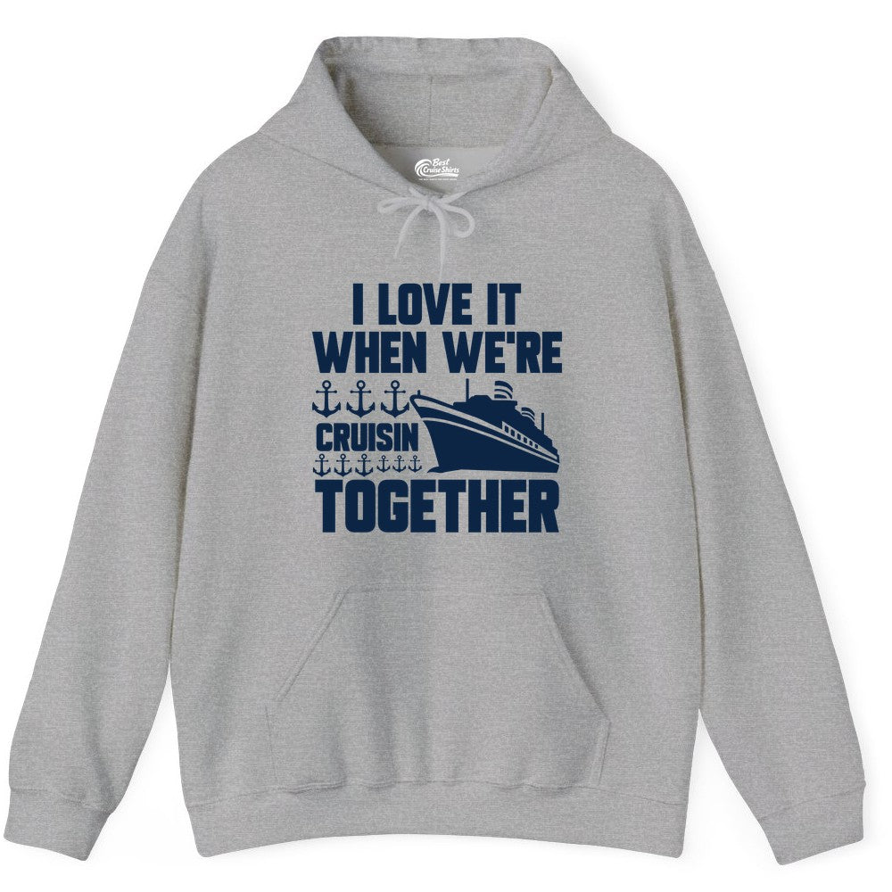 Cruising Together Shirt - Nautical Cruise Shirt for Couples & Groups (Hoodie) in Sport Grey - Cruisin Together Nautical Anchors Group Cruise Ship Shirt