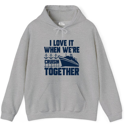 Cruising Together Shirt - Nautical Cruise Shirt for Couples & Groups (Hoodie) in Sport Grey - Cruisin Together Nautical Anchors Group Cruise Ship Shirt