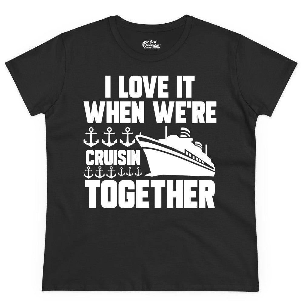 Cruising Together Shirt - Nautical Cruise Shirt for Couples & Groups (Ladies Tee) in Black - Cruisin Together Nautical Anchors Group Cruise Ship Shirt