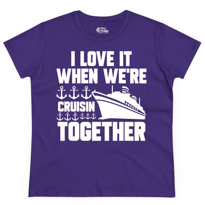 Cruising Together Shirt - Nautical Cruise Shirt for Couples & Groups (Ladies Tee) in Purple - Cruisin Together Nautical Anchors Group Cruise Ship Shirt