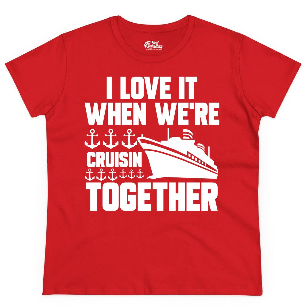 Cruising Together Shirt - Nautical Cruise Shirt for Couples & Groups (Ladies Tee) in Red - Cruisin Together Nautical Anchors Group Cruise Ship Shirt