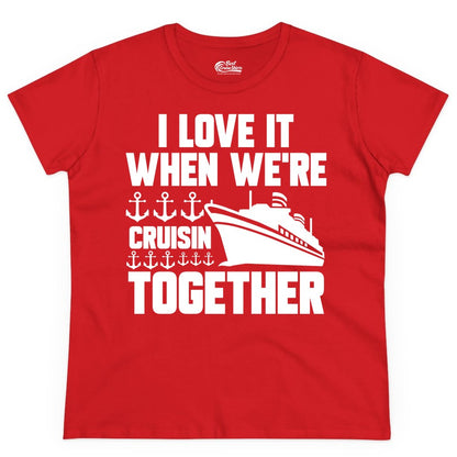 Cruising Together Shirt - Nautical Cruise Shirt for Couples & Groups (Ladies Tee) in Red - Cruisin Together Nautical Anchors Group Cruise Ship Shirt