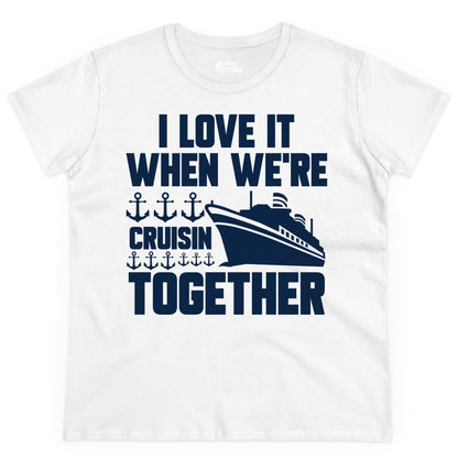 Cruising Together Shirt - Nautical Cruise Shirt for Couples & Groups (Ladies Tee) in White - Cruisin Together Nautical Anchors Group Cruise Ship Shirt