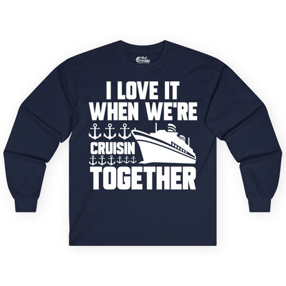 Cruising Together Shirt - Nautical Cruise Shirt for Couples & Groups (Long Sleeve) in Navy - Cruisin Together Nautical Anchors Group Cruise Ship Shirt