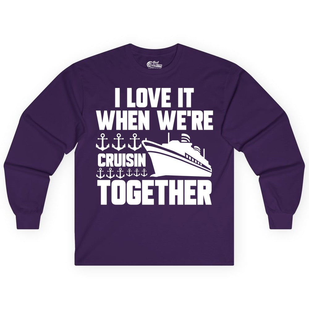 Cruising Together Shirt - Nautical Cruise Shirt for Couples & Groups (Long Sleeve) in Purple - Cruisin Together Nautical Anchors Group Cruise Ship Shirt