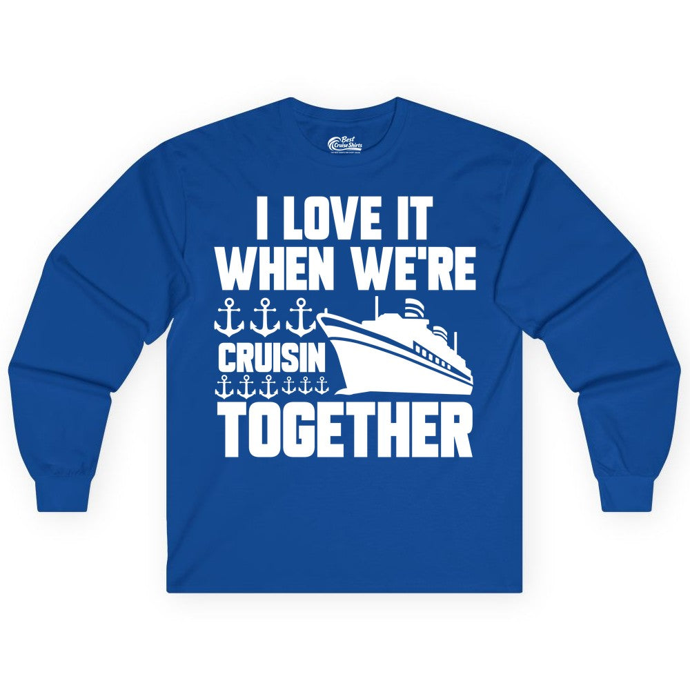 Cruising Together Shirt - Nautical Cruise Shirt for Couples & Groups (Long Sleeve) in Royal - Cruisin Together Nautical Anchors Group Cruise Ship Shirt