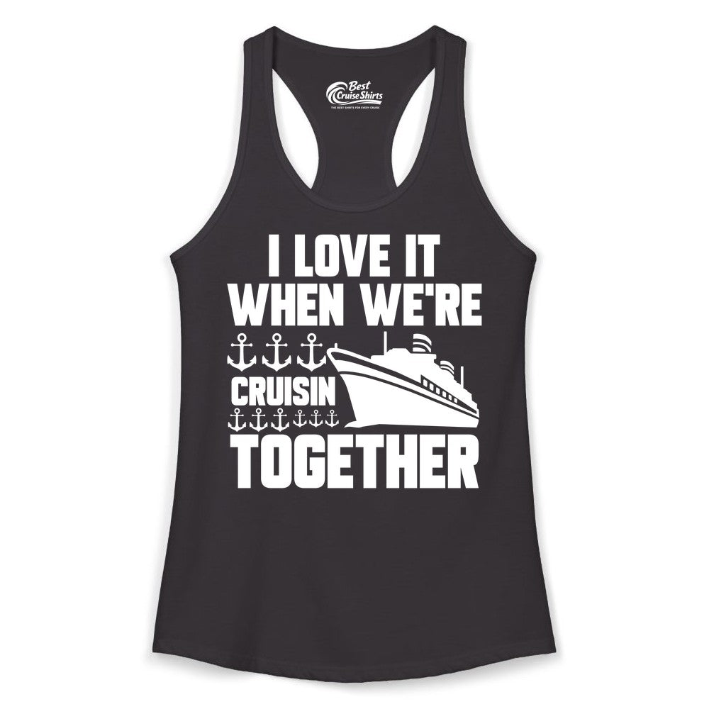 Cruising Together Shirt - Nautical Cruise Shirt for Couples & Groups (Ladies Tank) in Black - Cruisin Together Nautical Anchors Group Cruise Ship Shirt