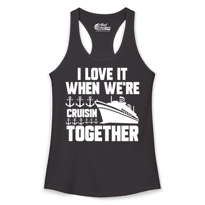 Cruising Together Shirt - Nautical Cruise Shirt for Couples & Groups (Ladies Tank) in Black - Cruisin Together Nautical Anchors Group Cruise Ship Shirt