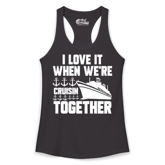 Cruising Together Shirt - Nautical Cruise Shirt for Couples & Groups (Ladies Tank) in Black - Cruisin Together Nautical Anchors Group Cruise Ship Shirt