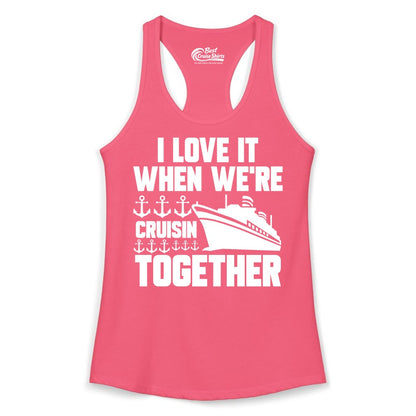 Cruising Together Shirt - Nautical Cruise Shirt for Couples & Groups (Ladies Tank) in Hot Pink - Cruisin Together Nautical Anchors Group Cruise Ship Shirt
