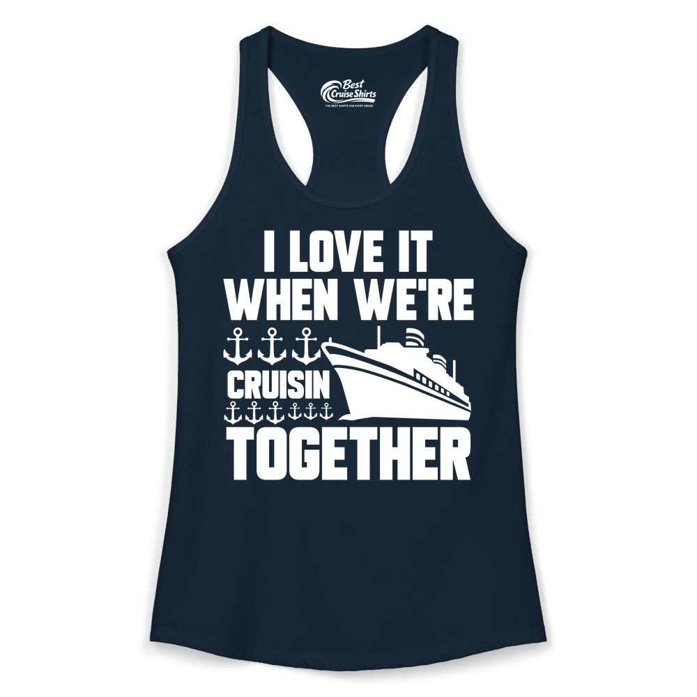 Cruising Together Shirt - Nautical Cruise Shirt for Couples & Groups (Ladies Tank) in Solid Midnight Navy - Cruisin Together Nautical Anchors Group Cruise Ship Shirt