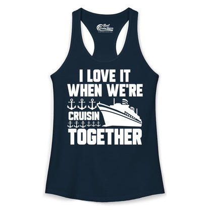 Cruising Together Shirt - Nautical Cruise Shirt for Couples & Groups (Ladies Tank) in Solid Midnight Navy - Cruisin Together Nautical Anchors Group Cruise Ship Shirt