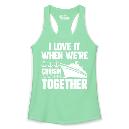 Cruising Together Shirt - Nautical Cruise Shirt for Couples & Groups (Ladies Tank) in Solid Mint - Cruisin Together Nautical Anchors Group Cruise Ship Shirt
