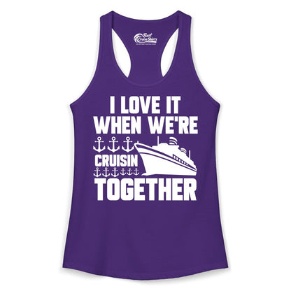 Cruising Together Shirt - Nautical Cruise Shirt for Couples & Groups (Ladies Tank) in Solid Purple Rush - Cruisin Together Nautical Anchors Group Cruise Ship Shirt