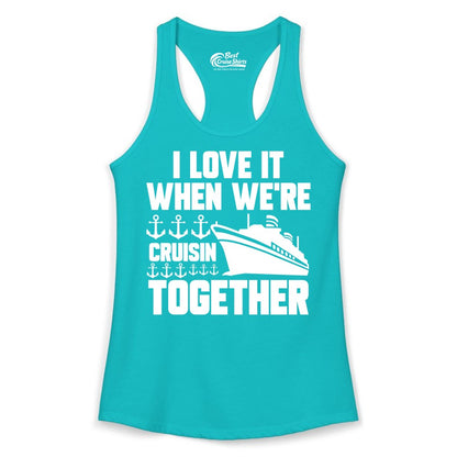 Cruising Together Shirt - Nautical Cruise Shirt for Couples & Groups (Ladies Tank) in Tahiti Blue - Cruisin Together Nautical Anchors Group Cruise Ship Shirt
